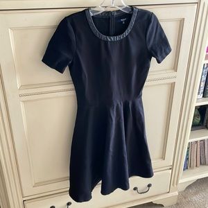 Madewell little black dress with leather trim